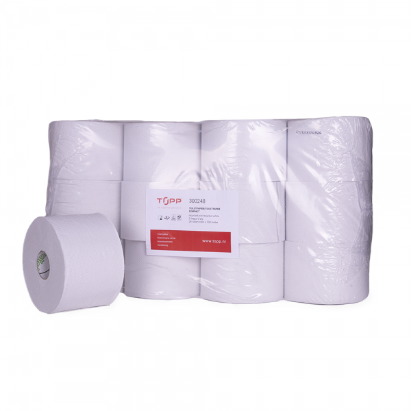 300248 TOPP Toiletpapier 2-lgs, 24x100m, compactrol, recycled, wit